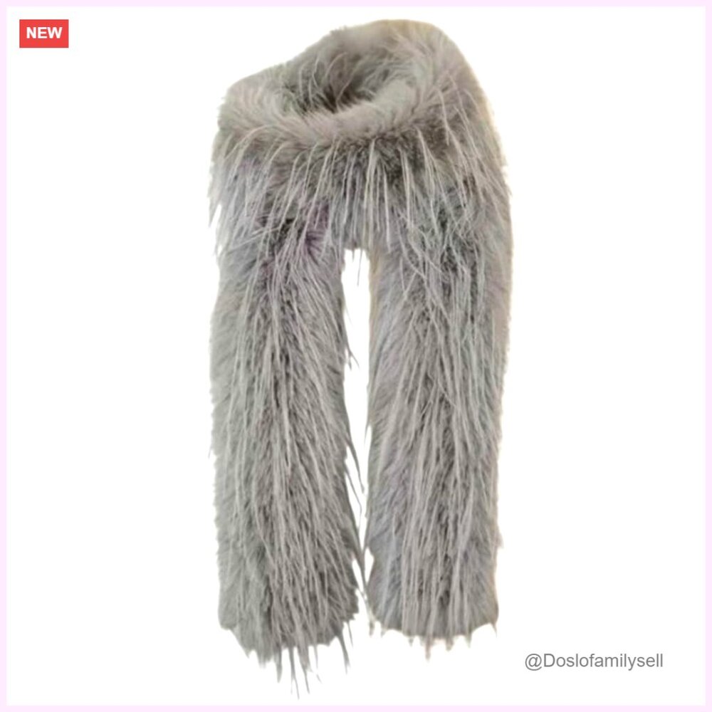 Long Faux Fur Scarf Winter Neck Warmer Soft Stole Shawl Dress Up Accessory
